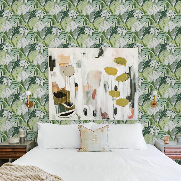 Samara Green Monstera Leaf Wallpaper - Image 2