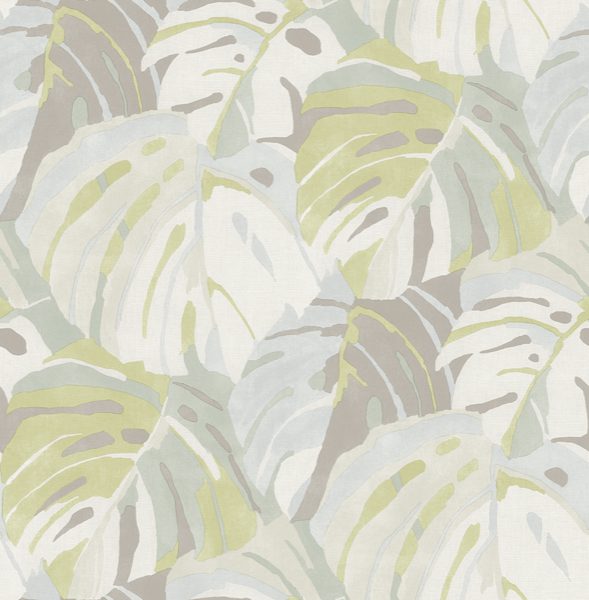 Samara Lime Monstera Leaf Wallpaper