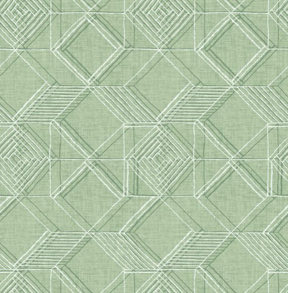 Moki Green Lattice Geometric Wallpaper
