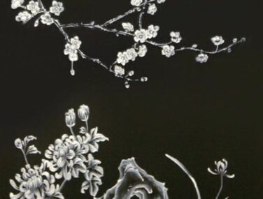 Collezione Winter Peach Blossom: Tessuto da Parato Dipinto a Mano • Misha 2024 04 10 17 02 05