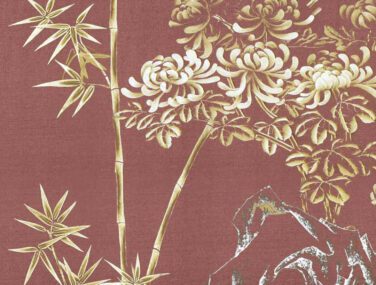 Collezione Winter Peach Blossom: Tessuto da Parato Dipinto a Mano • Misha 2024 04 10 17 02 26