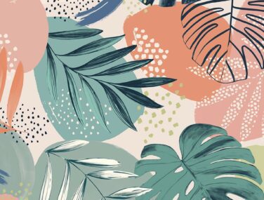 Abstract Jungle Teal Blue Tile