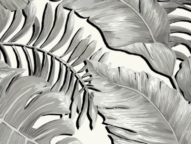 Banana Leaves Max Black White Tile