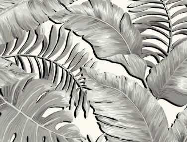 Banana Leaves Standard Black White Tile