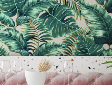 Banana Leaves Max Blush Pink Square Close Up