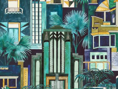 Downtown Deco Indigo 80x52 half drop