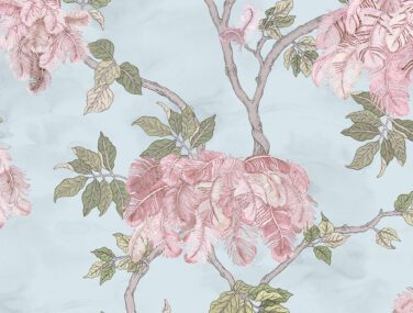 Feather Palm Sky Blue 80x52 half drop