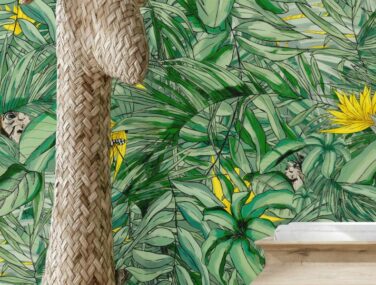 Monkey Forest Dk GreenYellow 5X7 close