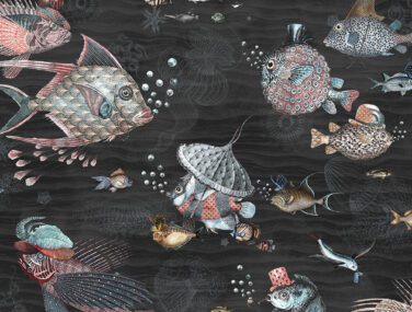 Sea Life charcoal and pink