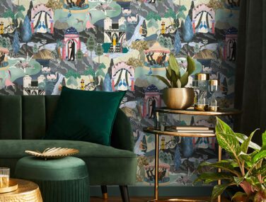 The Art Deco Hills Teal Fushia Square