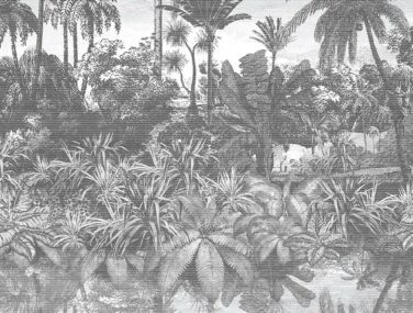 Tropical Reflections Black White Tile