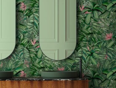 Tropical Forest GreenPink 5X7