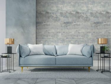 Loft,And,Vintage,Interior,Of,Living,Room,,Blue,Sofa,On