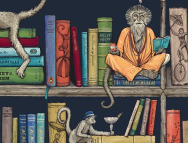 Monkey Library Colourful Blue