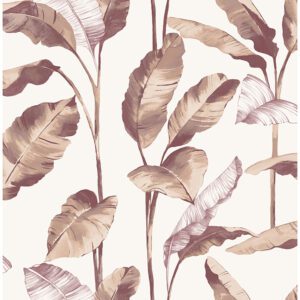 Mauve Banana Leaf Peel and Stick Wallpaper