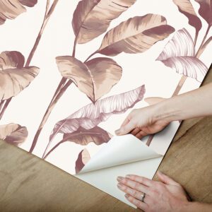 Mauve Banana Leaf Peel and Stick Wallpaper