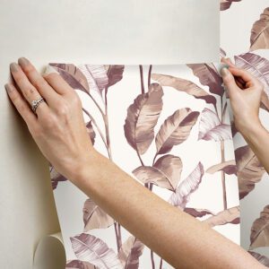 Mauve Banana Leaf Peel and Stick Wallpaper