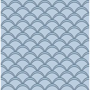 Blue Deco Wave Peel and Stick Wallpaper