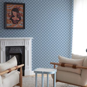 Blue Deco Wave Peel and Stick Wallpaper