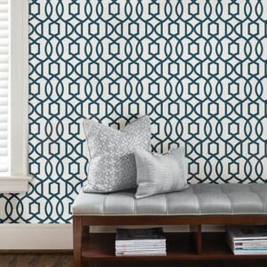 Navy Grand Trellis Peel & Stick Wallpaper