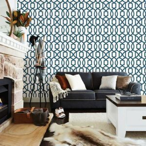 Navy Grand Trellis Peel & Stick Wallpaper