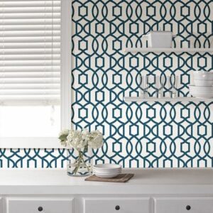 Navy Grand Trellis Peel & Stick Wallpaper