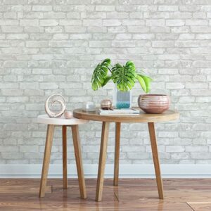 Grey and White Brick Peel & Stick Wallpaper