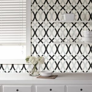 Black and Silver Lattice Peel & Stick Wallpaper