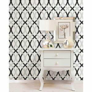 Black and Silver Lattice Peel & Stick Wallpaper