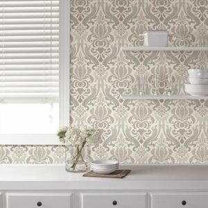 Grey Nouveau Damask Peel & Stick Wallpaper