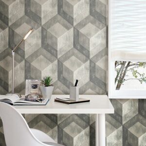 Bauhaus Weathered Wood Peel And Stick Wallpaper