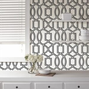 Uptown Trellis Black/White Peel & Stick Wallpaper