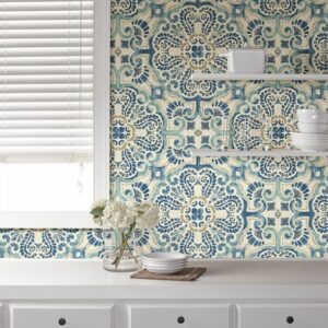 Blue Florentine Tile Peel & Stick Wallpaper