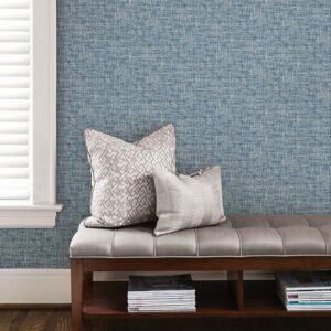 Navy Poplin Texture Peel & Stick Wallpaper