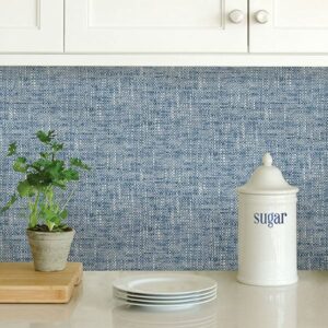 Navy Poplin Texture Peel & Stick Wallpaper