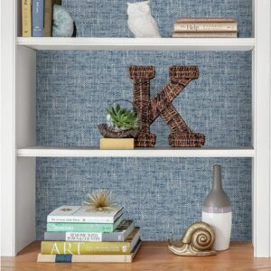 Navy Poplin Texture Peel & Stick Wallpaper