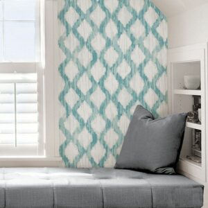 Teal Floating Trellis Peel & Stick Wallpaper