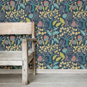 Groovy Garden Navy Peel & Stick Wallpaper