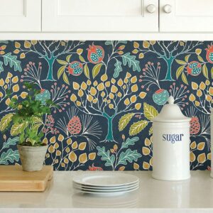 Groovy Garden Navy Peel & Stick Wallpaper