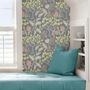 Groovy Garden Grey Peel & Stick Wallpaper