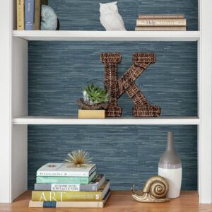 Navy Grassweave Peel & Stick Wallpaper