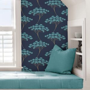 Blue Ficus Peel & Stick Wallpaper