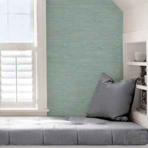 Tibetan Grasscloth Teal Peel & Stick Wallpaper