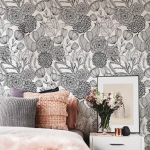 Black Secret Garden Peel & Stick Wallpaper