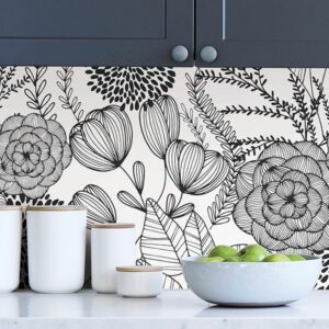 Black Secret Garden Peel & Stick Wallpaper