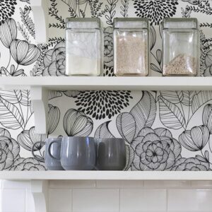Black Secret Garden Peel & Stick Wallpaper