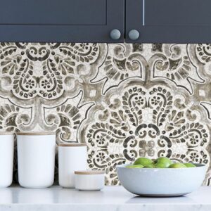 Black Florentine Tile Peel & Stick Wallpaper