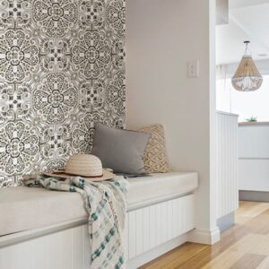 Black Florentine Tile Peel & Stick Wallpaper