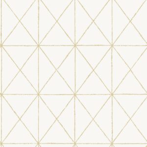 White & Gold Get In Line Peel & Stick Wallpaper