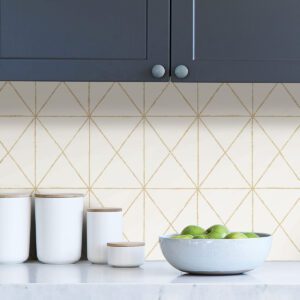 White & Gold Get In Line Peel & Stick Wallpaper